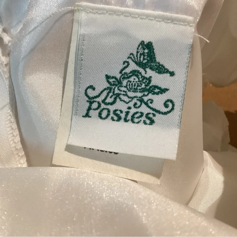 Girls Posies Formal Dress White Lace SeedPearl Satin Sash Crinoline Flower Girl